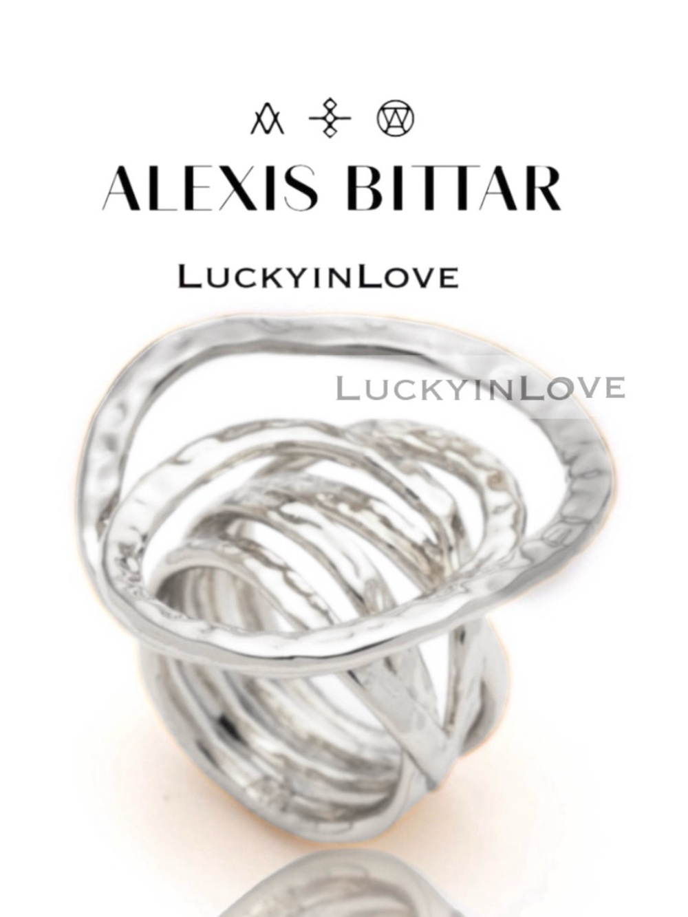 ALEXIS BITTAR Silver Hammered Coiled Statement Cocktail Ring
